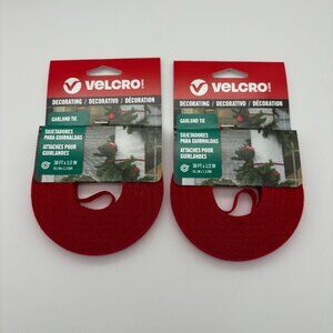 VELCRO Brand Red Holiday Decorating Garland Ties for Christmas Decorations (x2)
